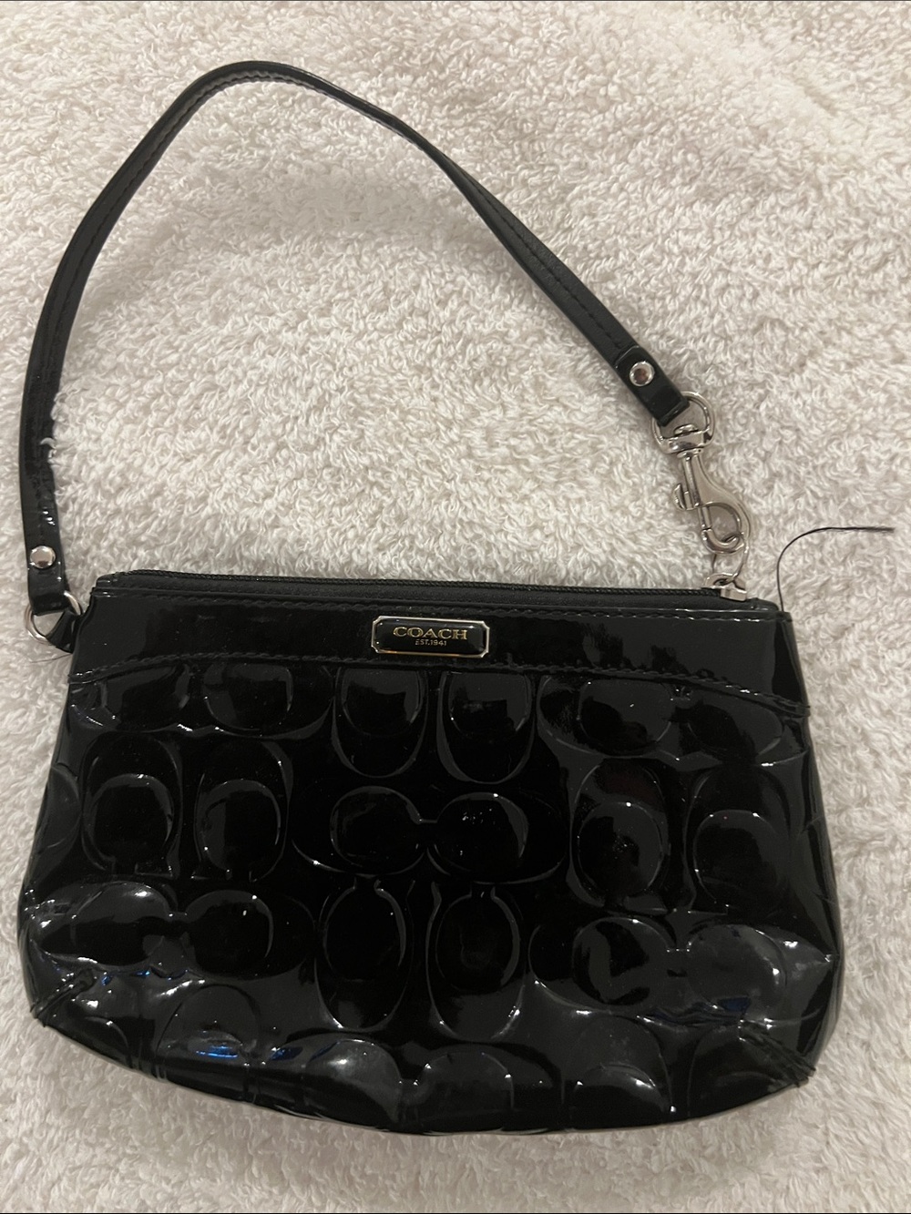 Coach Black Patent Signature Wristlet